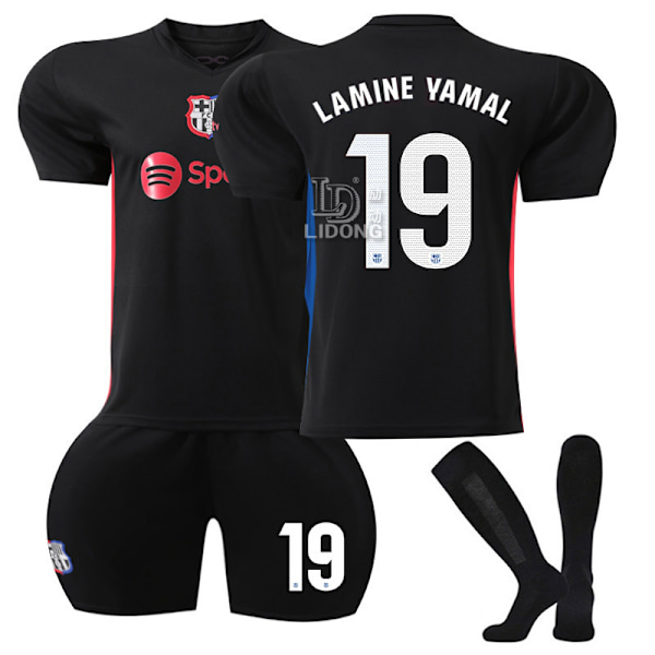 24-25 Barcelona borta nr 19 Lamine Yamal fotbollströjor Barnfotbollsutrustning S