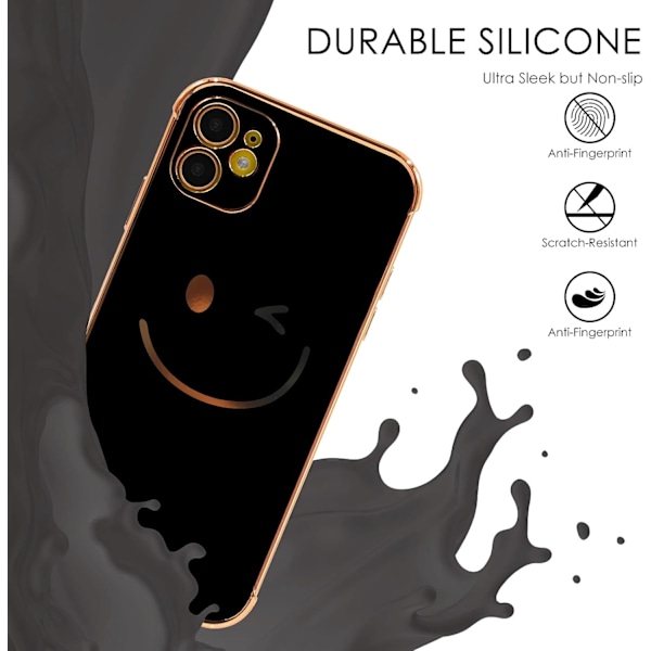 Suunniteltu iPhone 11ProMax -kotelolle - Pehmeä TPU-puhelinkotelo hymynaamakuviolla, kameran linssisuojauksella ja korotetulla vahvistuksella