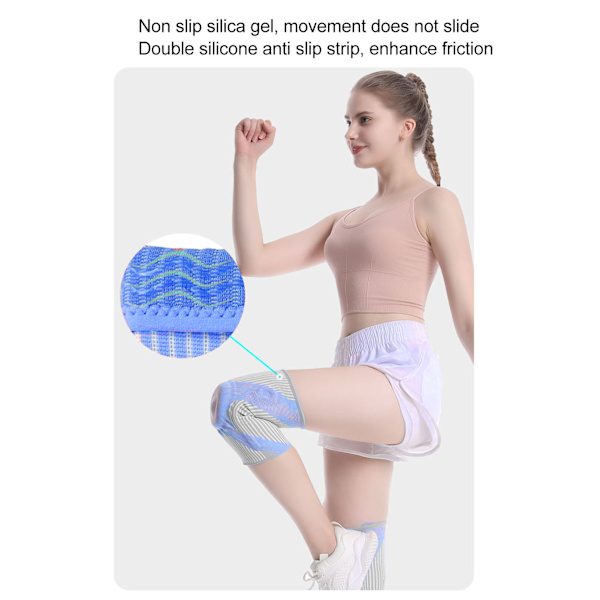 1 par knäskydd sport knäskydd nylon stickning silikon fjäder knäskydd stöd blå för basket löpning M