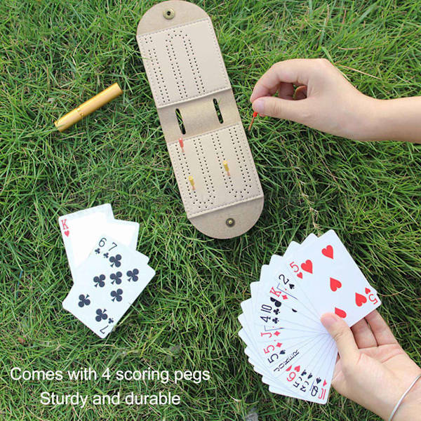 Resespel Track Game Board Bärbar Hopvikbar PU Läder Oändligt Kul Spjälsäng Spelbräda med 4 Pinne