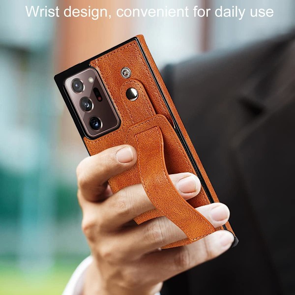 Designad för Samsung Galaxy Note 20 Ultra/Note20 Plus 5G Plånboksfodral med Justerbar Handledsrem Ställ PU Läder Kreditkortsfack