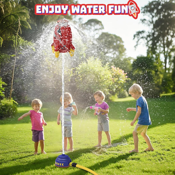 Sprinkler Raket Launcher Legetøj til Børn - Udendørs Vandlegetøj Vandstænk Raket, Sommerhave Plæner Vandlegetøj Spray 360-Graders Ro Red rocket 25.40 x 12.70 x 12.70 cm