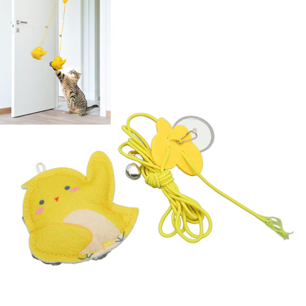 Hängande dörr interaktiv katt leksak filt kyckling form justerbar rolig katt retas leksak för hemmet