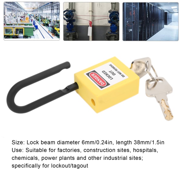 10 set 38 mm lockoutlås Dammtät nylon industriteknik isolering säkerhetsverktyg för fabriker Gul