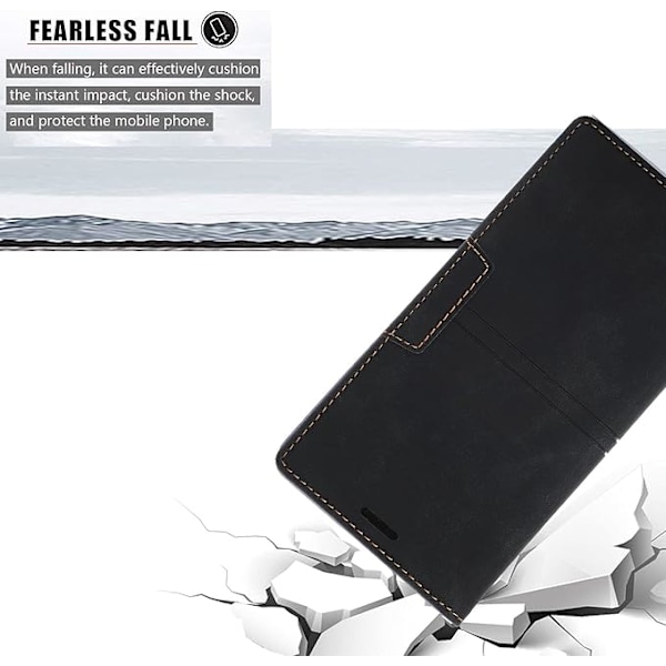 Etui til iPhone 13 Pro med kortholder, sort PU læder etui, Wallet Flip til Apple iPhone 6,1 tommer