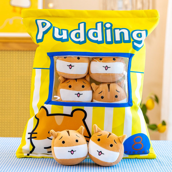 Söt Snackkudde fyllda djurleksaker Pudding Dekorativa avtagbara kreativa leksakspresenter för tonåringar, flickor, barn (hamster, 8 st)