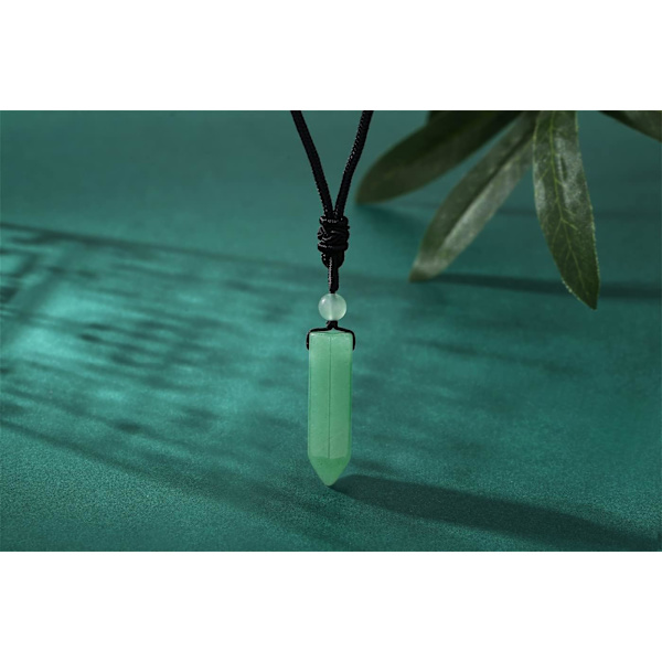 Krystal Halskæde til Mænd Kvinder Justerbar Reb Hexagonal Punkt Healing Krystal Naturlig Sten Vedhæng Halskæder Ædelsten Smykker Green Aventurine