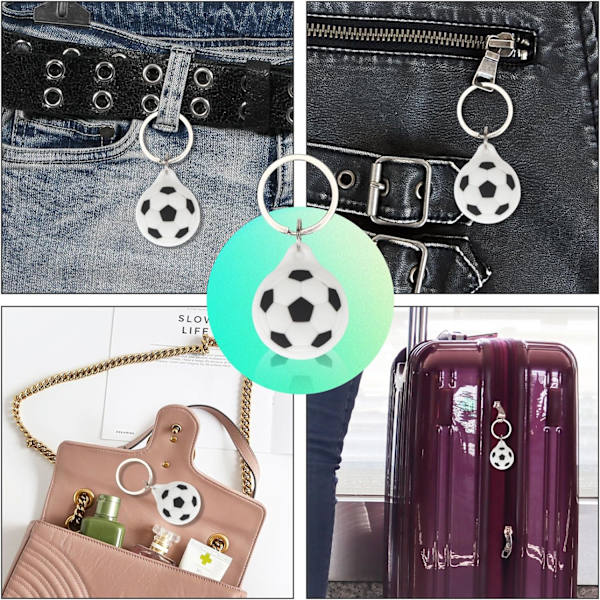 Etui til Airtag nøglering sikker holder med nøglering, kompatibel med Apple AirTag, Anime silikone beskyttende Air Tag cover til nøgler kæledyr hund kat Col Football