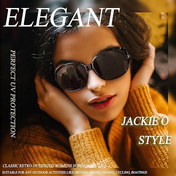 Jackie solglasögon överdimensionerade nyanser för kvinnor trendiga stora rektangulära solglasögon UV-skydd solglasögon Black & Gradient