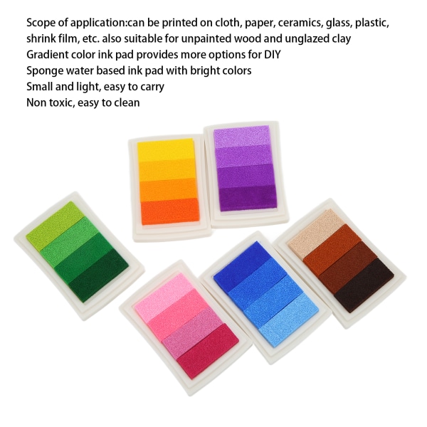 Blekkpute Svamp Vannbasert gradientfarge Ikke giftig, vaskbar DIY-stempel for utklippsbokmaling