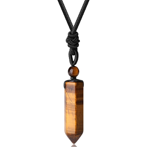 Krystal Halskæde til Mænd Kvinder Justerbar Reb Hexagonal Punkt Healing Krystal Naturlig Sten Vedhæng Halskæder Ædelsten Smykker Tiger Eye Stone