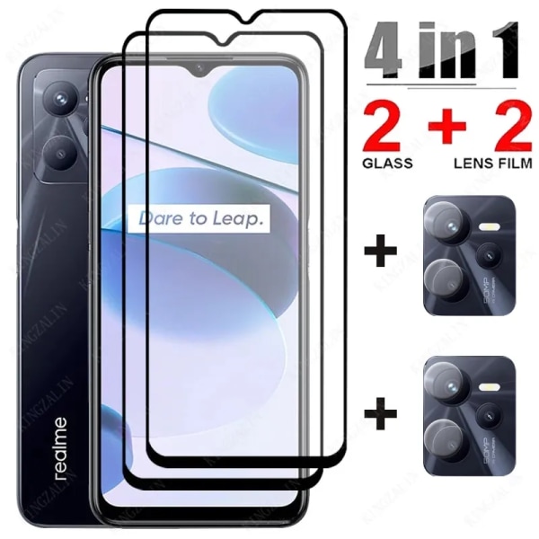 4IN1 för Realme C21 kameralins skärmskydd för Realme C21 skyddsfilm av härdat glas