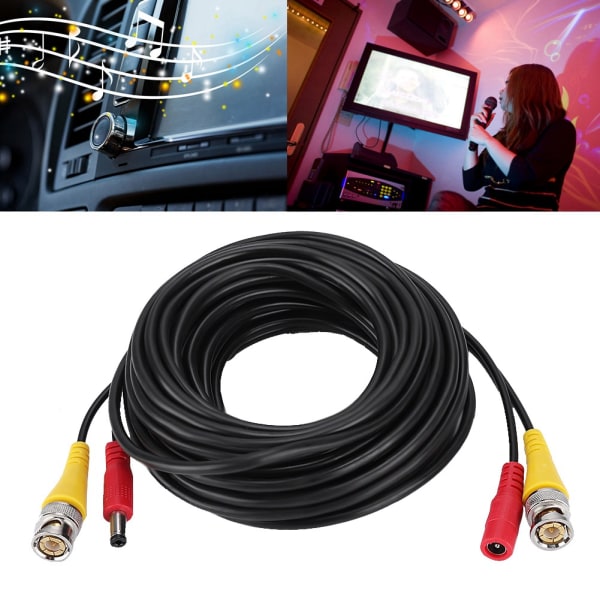 BNC+DC forlængerkabel til sikkerhedskamera til CCTV-videostrømledning, sort ledning (10M)