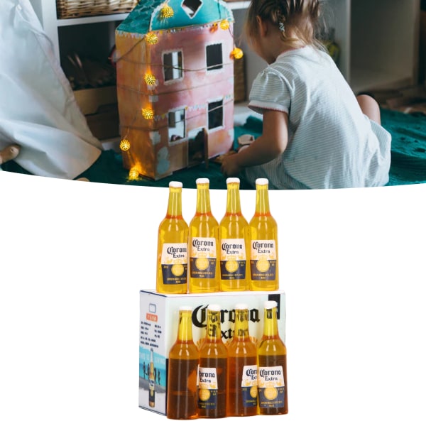 8 stk. dukkehus miniature ølflasker levende detaljer 1:12 dukkehus tilbehør til boligindretning gaver skyde rekvisitter