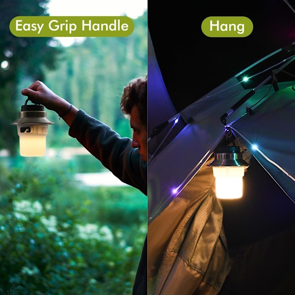 Ladattava LED-retkilyhty - 5 tilaa RGB vedenpitävä säädettävä kirkkaus akkukäyttöinen ulkokäyttöön Golden&Black