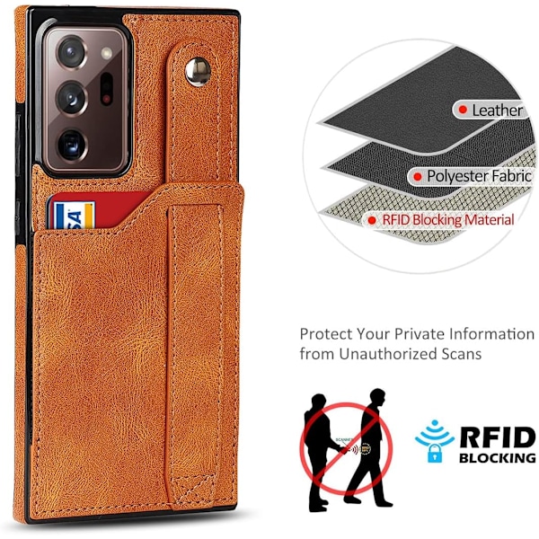 Designad för Samsung Galaxy Note 20 Ultra/Note20 Plus 5G Plånboksfodral med Justerbar Handledsrem Ställ PU Läder Kreditkortsfack