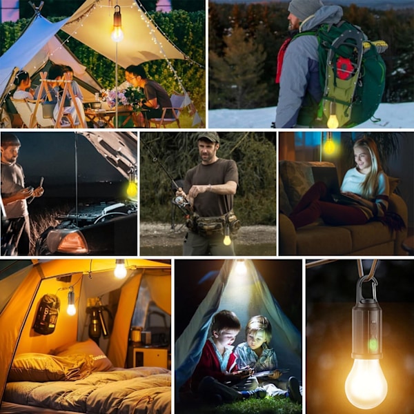 3-pack solcellsladdningsbara campinglampor - LED gult ljus för utomhusbruk