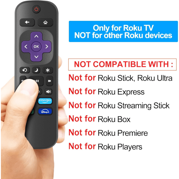 2-pack ersättningsfjärrkontroller för Roku TV, infraröd fjärrkontroll ENDAST för TV, INTE för andra Roku-enheter style 2