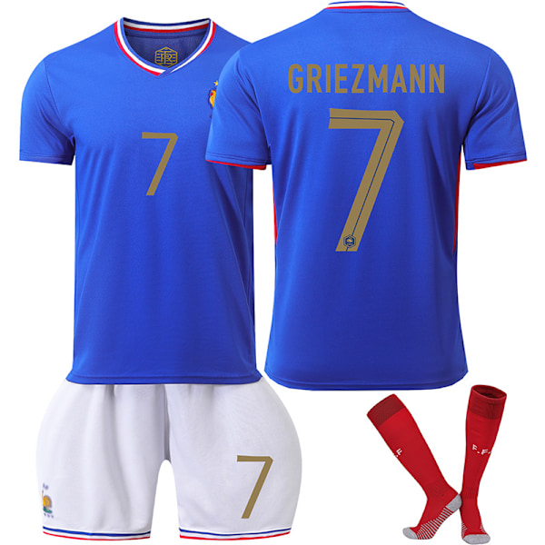 UEFA Euro 2024 Frankrikes hemmaplan Nr 7 Griezmann Barnfotbollströja No.7 Griezmann 24