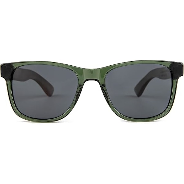 Träsolglasögon för män och kvinnor | Premium Polariserade Valnöt Ebenholts Bambu eller Zebra Träskalmar & Acetatram | Blacked Out UV400 Crystal Green Frame | Walnut Temples