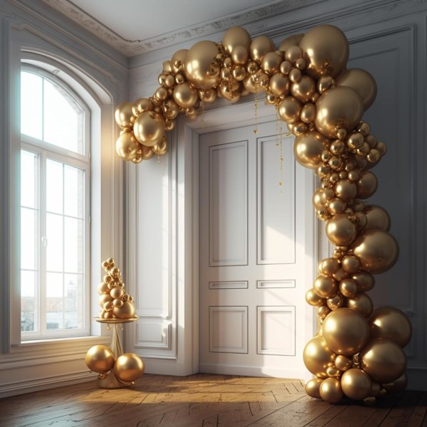 130 stk metalliske gullballonger i forskjellige størrelser 18\" 12\" 10\" 5\" Ballongbue sett perfekt for bursdagsfest, konfirmasjon, bryllup, feriedekorasjon Metallic Gold
