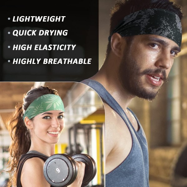 Sportpannband för män kvinnor, fuktavledande svett Elastiska breda hårband för löpning, basket, fotboll-blixtblått