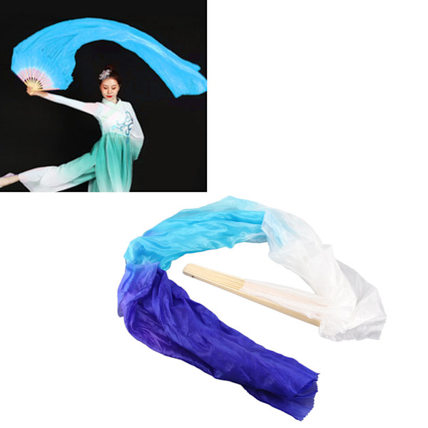 1 par långa dansfläktar mjuka vackra klassiska dansfläktar för magdansuppträdande lärande 1,5 m Lake Blue and Royal Blue