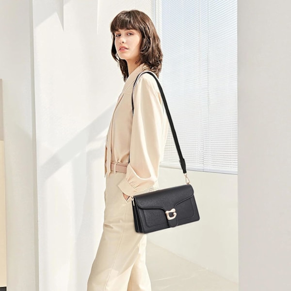 Små Crossbody-väskor för Kvinnor - Crossbody-väska i Läder Trendig Crossbody-handväska Svart Axelväska Elegant Satchel Handväskor Designer black