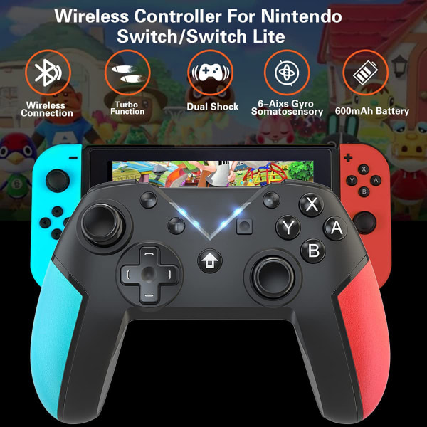 Wireless Pro Controller Gamepad Kompatibel med Switch Support Wakeup, Screenshot och Vibrationsfunktioner