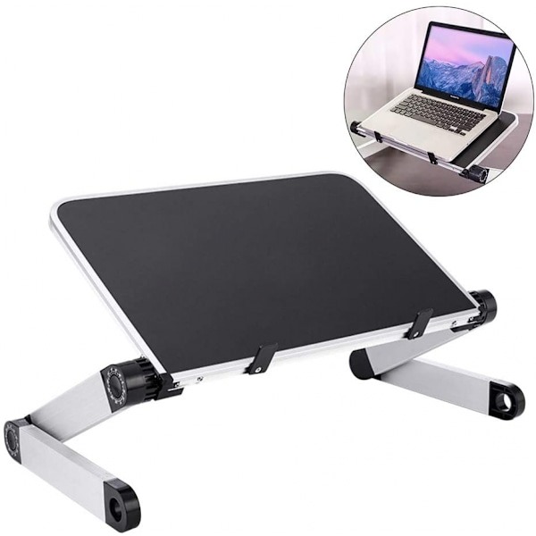 Vikbar Laptopställ Justerbart Ställ Aluminium Skrivbordsställ Universellt Bord Bärbart Ergonomiskt Ställ (Svart)