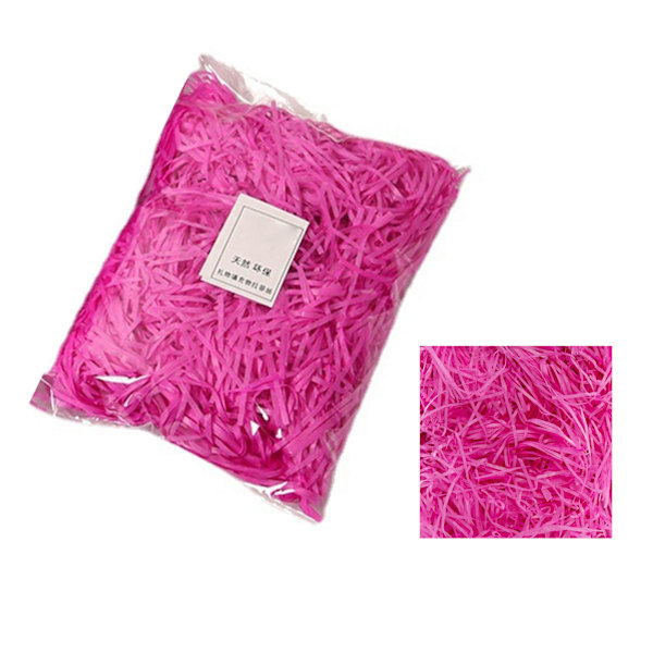 Pappersstrimlare Fyllning Utsökt Ljusa Färger Luktfri Raffia Fyllning Presentförpackning Stoppning för Presentförpackning Dekoration Rose Red 30g