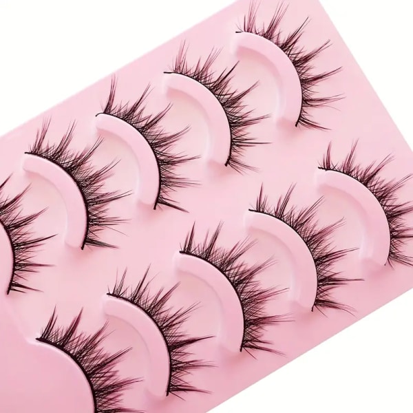 Manga Anime Fransar, Natural Look lösögonfransar, Faux Mink Wispy Fluffy 3D Volume Eyelashes, Look Like Individual Cluster Lashes (5 Par Pack)