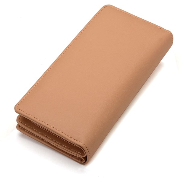 Kvindernes korte pung læder medium pung blad bifold kort mønt indehaver små punge spænde lynlås kobling----Khaki  C
