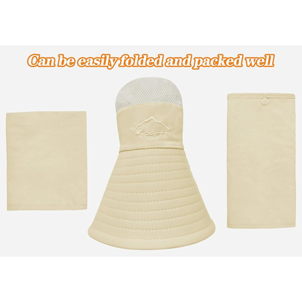 Solhattar för män och kvinnor, fiskehatt UPF 50+ andningsbar bred brätte sommar UV-skyddande hatt Beige