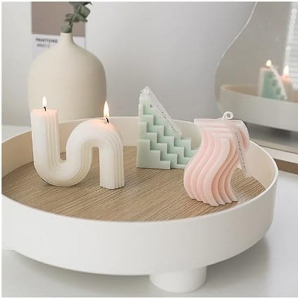 Geometri Estetisk Ljus Form, Sojavax Doftljus Konst Dekorativt Handgjorda för bröllop Jul Födelsedagspresent（Små S, rosa）