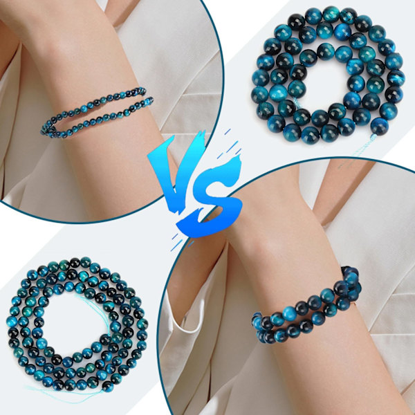 92 st 4MM Blå Tigeröga Pärlor, Naturlig Blå Ädelsten Energi Sten Runda Lösa Pärlor Halvädelsten Pärlor för Armband Halsband