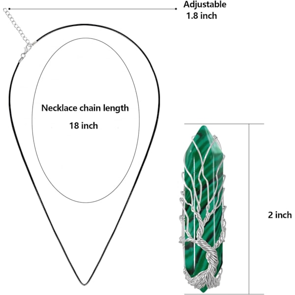 Helbredende krystalhalskæde Livets træ Wire Wrapped natursten spids vedhæng halskæde sekskantet Reiki spirituel kvarts ædelsten smykker til kvinder M Leather Chain6