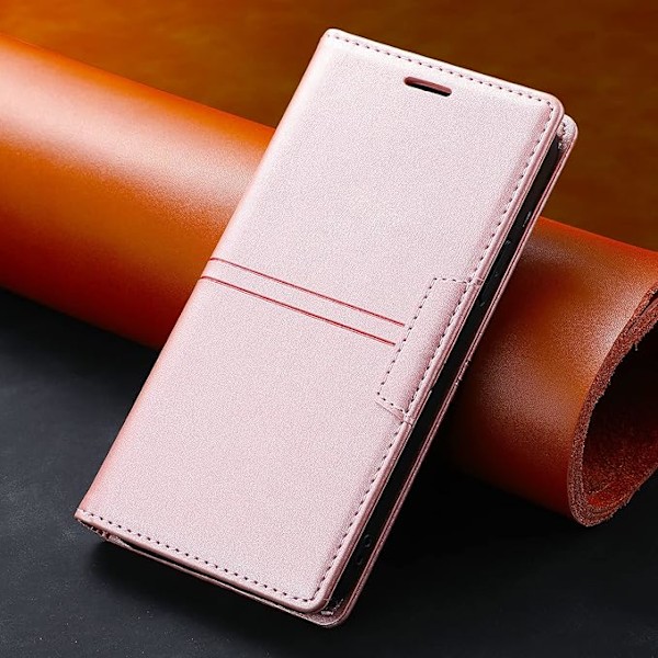 Etui til iPhone 13 Pro Max med kortholder, pink PU læder etui, flip wallet til Apple iPhone 6,7 tommer