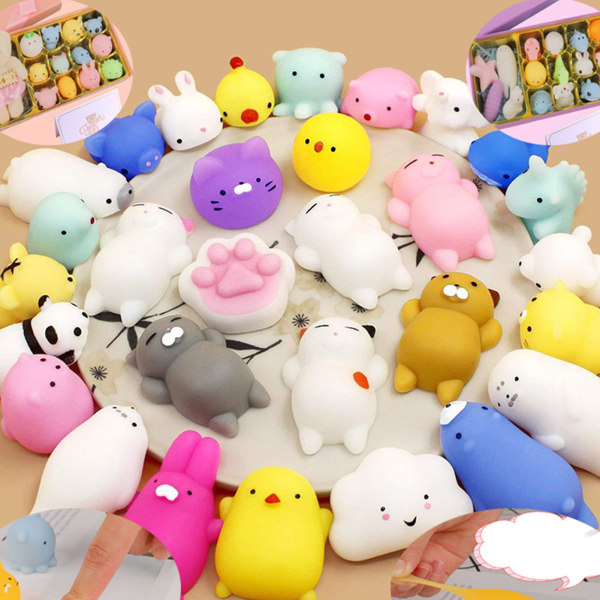 50 st Mini Stress Relief Squeeze Leksaker Färgglada Hög Elasticitet Mjuka Fidget Sensoriska Djurleksaker