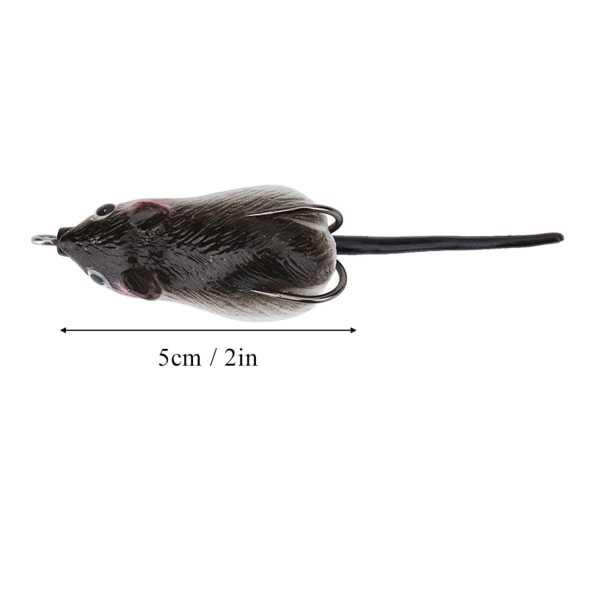 Artificiellt bete musform mjuka fiskedrag dubbla krokar fisketillbehör (mörkgrå)