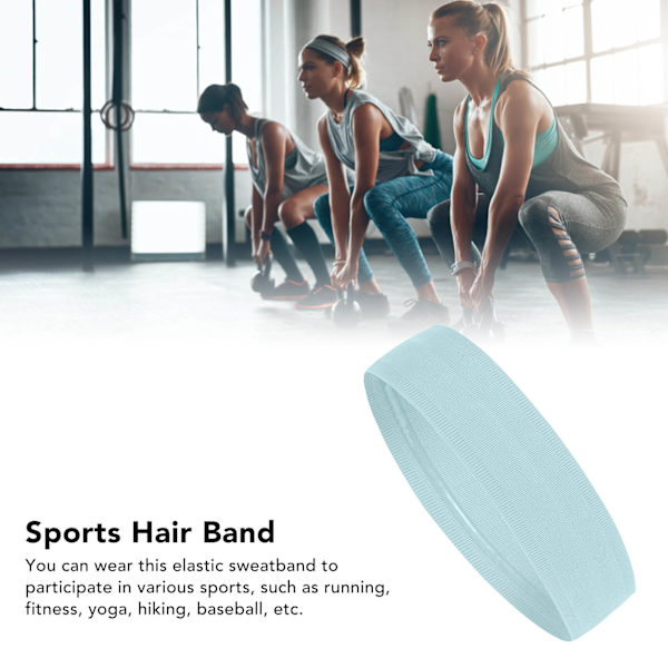 Sports Hovedbånd Forhindrer Glidning Fugttransporterende Blød Elastisk Mænd Kvinder Svedbånd til Fitness Yoga Løb Sky Blue