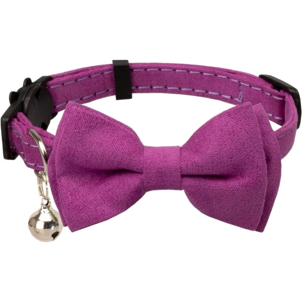 Kissan kaulapanta, jossa kello, irrotettava, kissanpentu, pieni pentu, turvallinen rusetti, yksivärinen hääperusväri [1 kpl] Violetti Purple