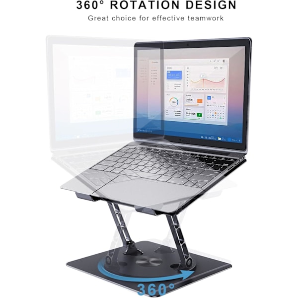 360° Roterande Laptopställ med Justerbar Höjd, Kraftig & Portabel Design, Passar De Flesta 17-Tums Bärbara Datorer, för Hem- & Kontorsbruk Black