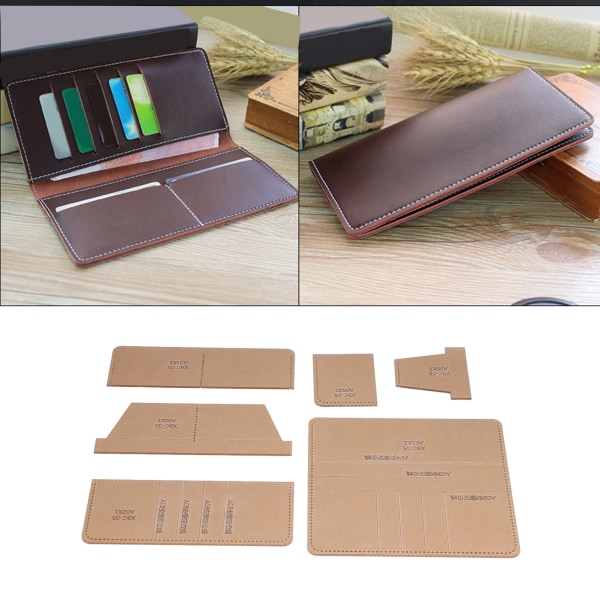 6 stk Akrylskabelon til lang tegnebog Nøjagtig skæreafstand Transparent Klar layout DIY akrylskabelon til hjemmegaver