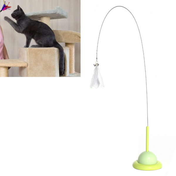 Katt Leksak Elastisk Ståltråd Spö Leksak Fjäder Spö Stång Katt Leksak för Uttråkade Inomhus Katter Jaga och Träna Yellow