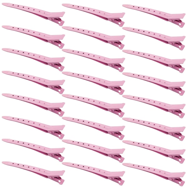 24 pakker Duck Bill Clips, 3,35 tommers rustsikre metallalligator curl clips med hull for hårstyling, hårfarging Pink