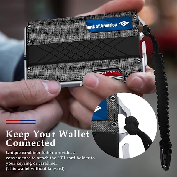 Taktisk minimalistisk plånbok för män, smal RFID-blockerande metallkortfodral, framficka Menu2019s läder Dapper Bifold-plånbok med pengaclip Grey