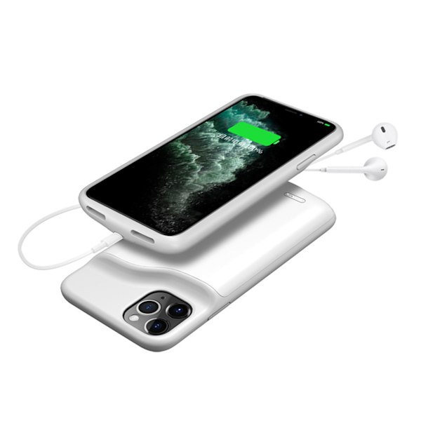 Batterifodral för telefon 6000mah 4 LED-indikator Inbyggt smart chip Bärbart telefonladdningsfodral för iPhone 11 White