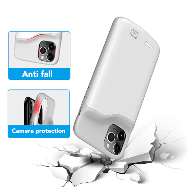 Batterifodral för telefon 6000mah 4 LED-indikator Inbyggt smart chip Bärbart telefonladdningsfodral för iPhone 11 White