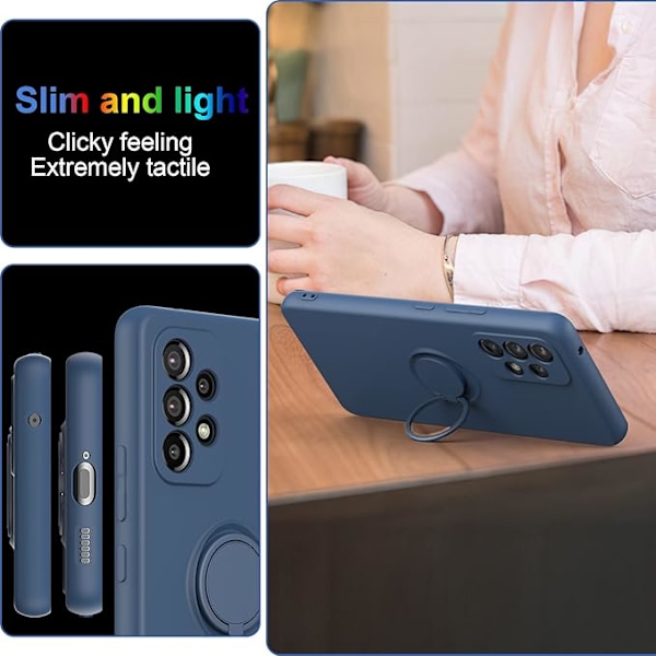 Designat för Samsung Galaxy A53 5G Skal, Galaxy A53 5G Silikonskal med Ringhållare Ställ [Mjukt Anti-Rep Mikrofiberfoder